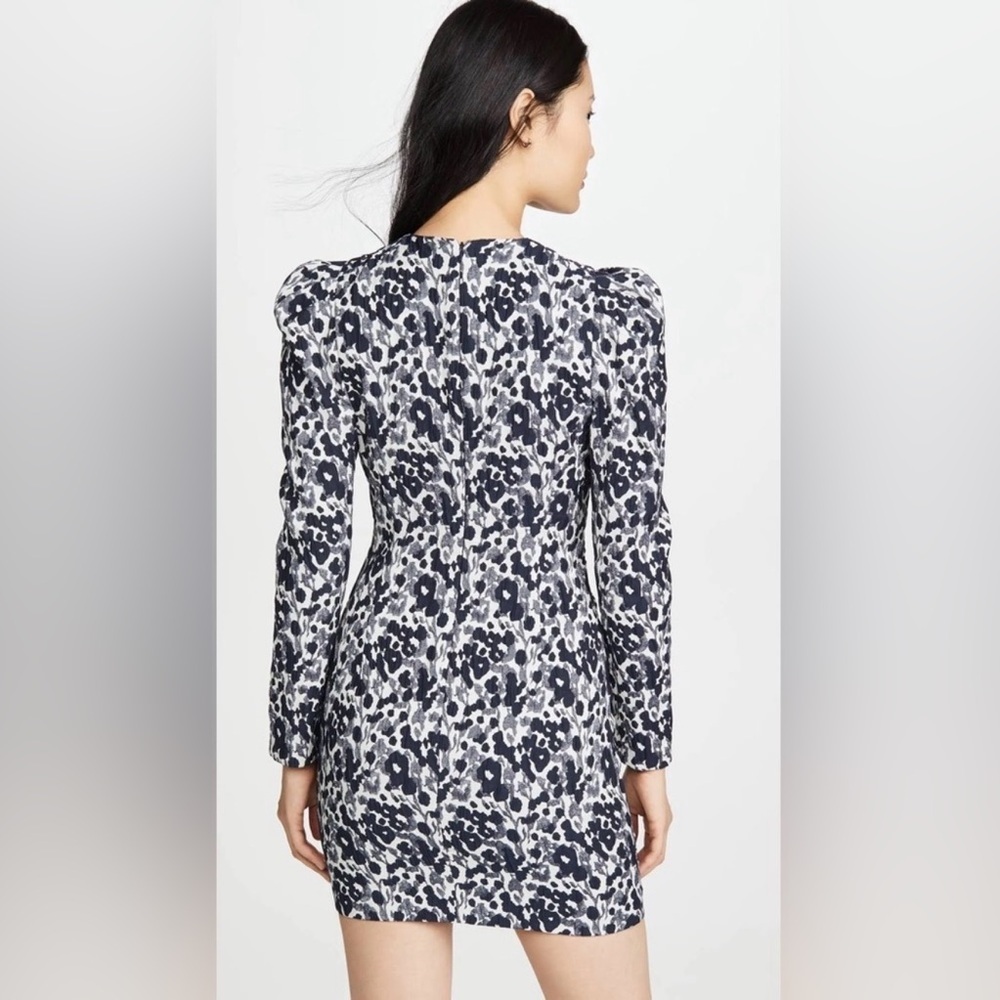 Black Halo Hadley Abstract Floral Long Sleeve Mini Dress in Spotted Vines Sz 6 - Picture 3 of 15